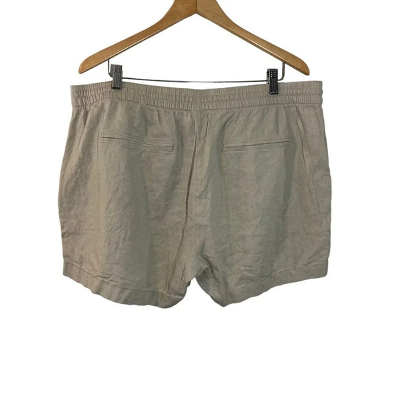 Old Navy Beige Linen Blend Shorts XL Elastic Waist Drawstring Pull On Nude Plain - Picture 2 of 5